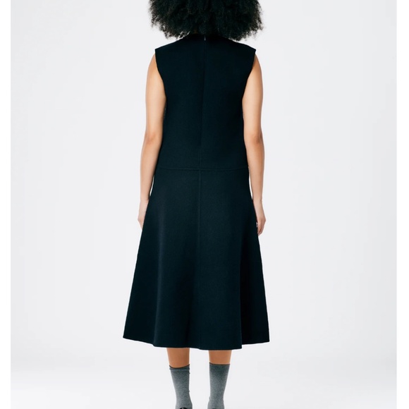 NWT Tibi Luxe Double Faced Wool Angora V-Neck Dress  |  Size 8  |  Navy - Picture 3 of 4